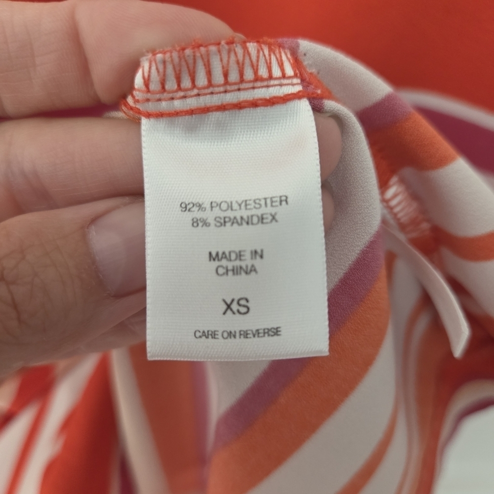 New York & Company Stretch Red White Purple Stripe Short Sleeve Dress Size XS - Picture 5 of 7